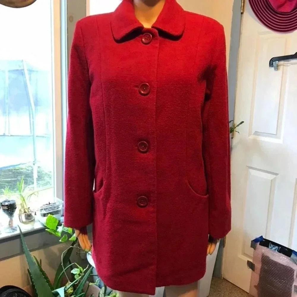 Vintage Blair Wool Blend Women S Red Jacket Coat Button Up Old money Outdoors